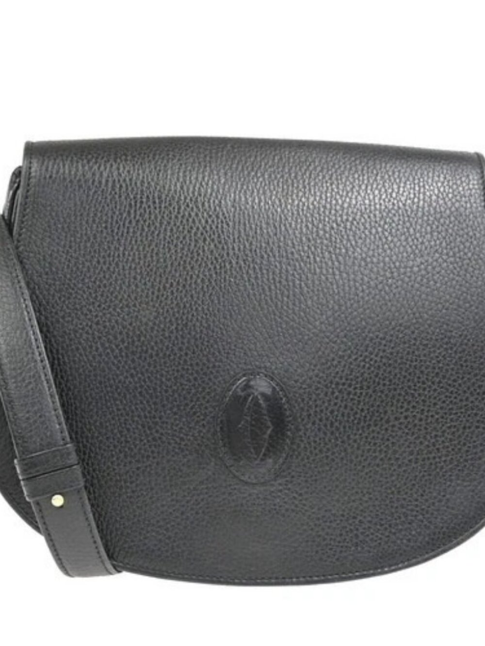 MUST DE CARTIER 2C Logo Shoulder Bag Leather Black GHW Italy 70CB110